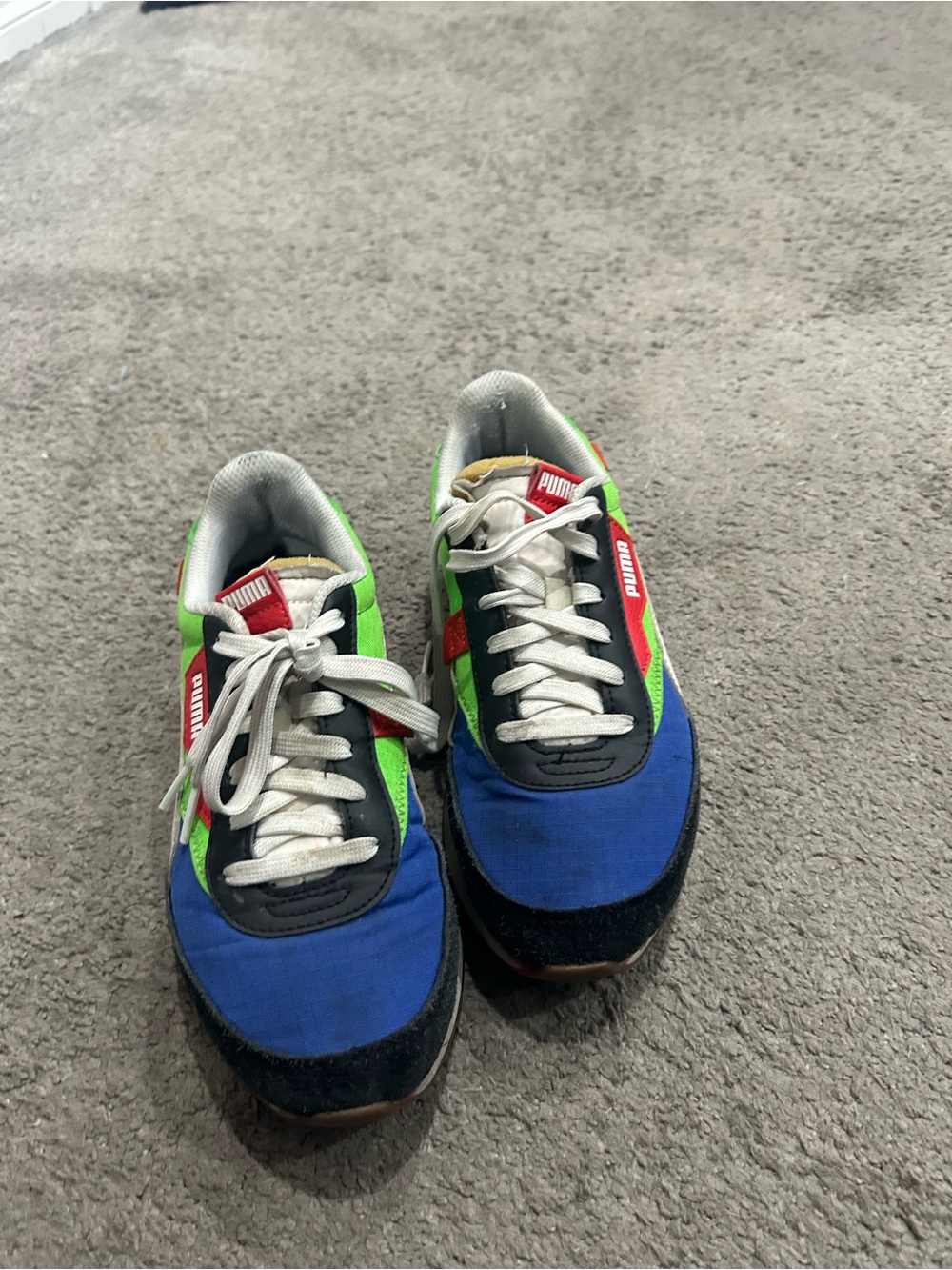 Puma Colorblock Athletic Sneakers - Blue, Green, Red & White - Picture 2 of 5